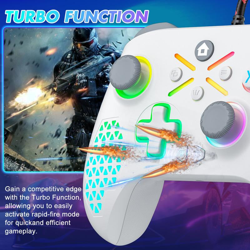 XBOX ONE RGB Controller for Xbox One/Xbox Series & PC, Programmable Macro & Turbo Gamepad with Dual Vibration