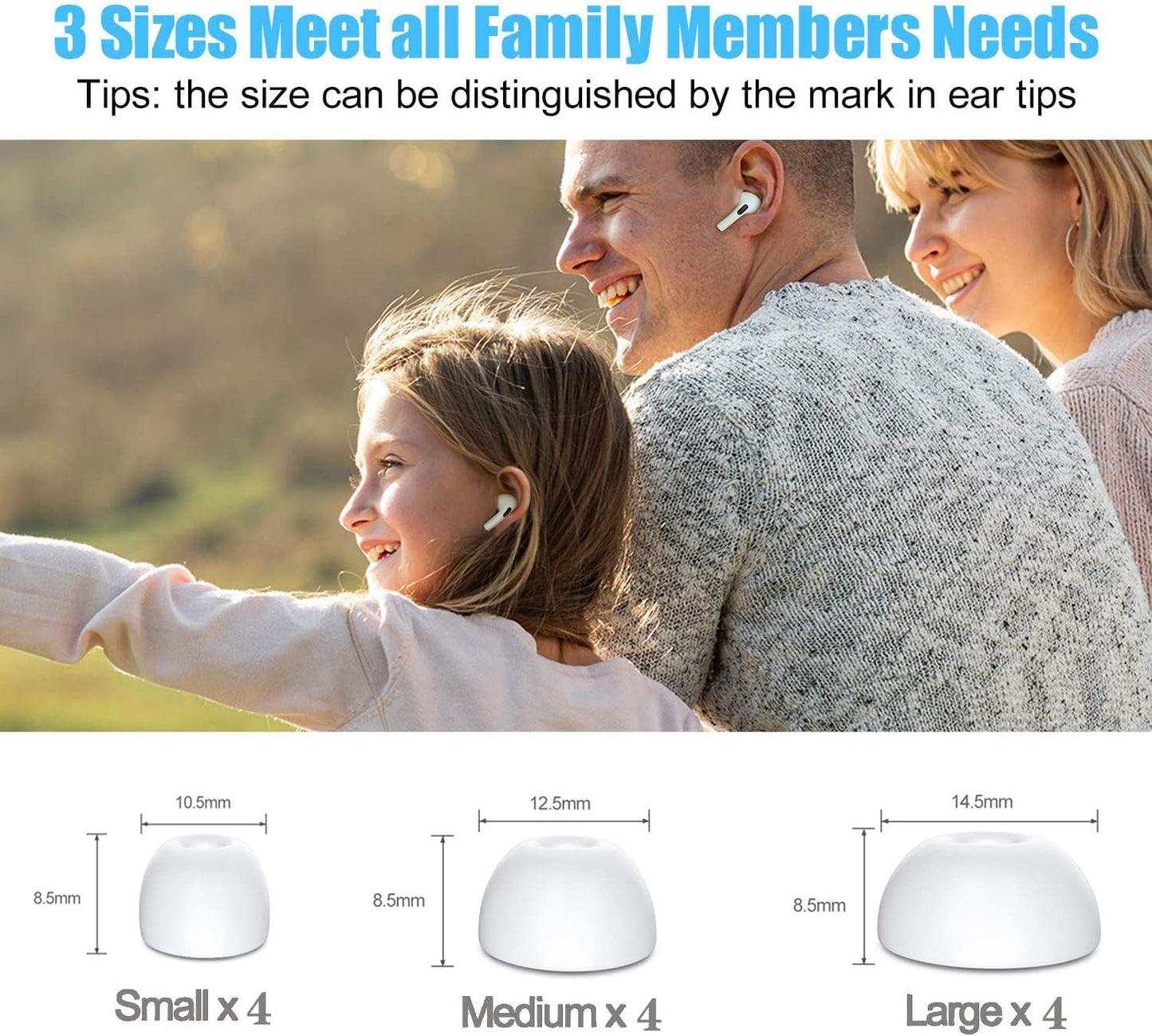 12 Pieces Replacement Ear Tips for Airpods Pro and Airpods Pro 2Nd Generation with Noise Reduction Hole, Silicone Ear Tips for Airpods Pro with Portable Storage Box And(S/M/L) (6 Pairs)