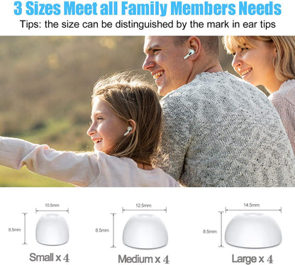 12 Pieces Replacement Ear Tips for Airpods Pro and Airpods Pro 2Nd Generation with Noise Reduction Hole, Silicone Ear Tips for Airpods Pro with Portable Storage Box And(S/M/L) (6 Pairs)