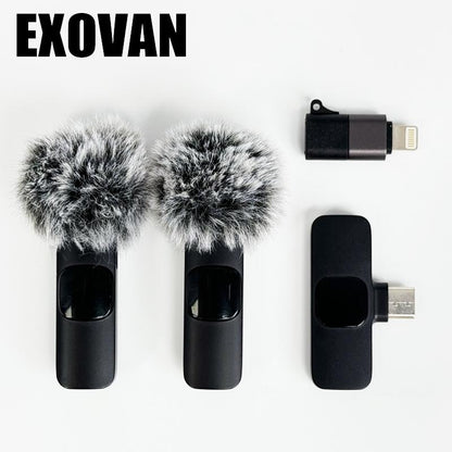 Wireless Mini Microphone for Iphone/Smartphone, 2 Mini Lapel Microphones with Clearer Audio for Video Recording, Interview, Vlog，Noise Reduction Device Noise Cancellation Stereo Wireless Vlogging Tools Handheld High Quality Audio