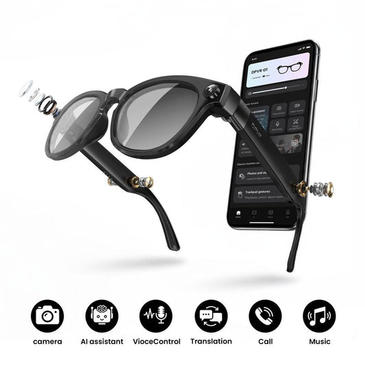 DPVR G1 Smart Glasses with Camera Bluetooth 4+32Gb AI Glasses for Men Women Real-Time Translation Video Recording Voice Control Wearable