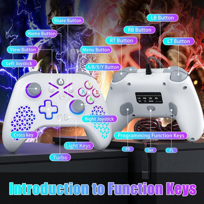 XBOX ONE RGB Controller for Xbox One/Xbox Series & PC, Programmable Macro & Turbo Gamepad with Dual Vibration
