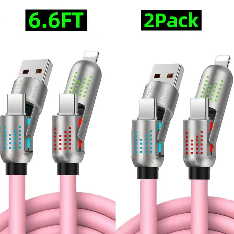 [Buy 1 Get 1 Free]-6.6Ft 4-In-1 USB-C Cable, PD Fast Charging, Data Sync, EXAVON USB-A, Type-C, Lightning, Aluminum, Compatible