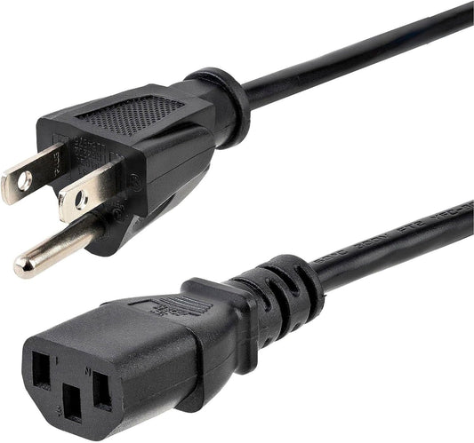 .Com 12Ft (3.6M) Computer Power Cord, NEMA 5-15P to C13, 10A 125V, 18AWG, Black Replacement AC Power Cord, Printer Power Cord, PC Power Supply Cable, Monitor Power Cable - UL Listed (PXT10112)