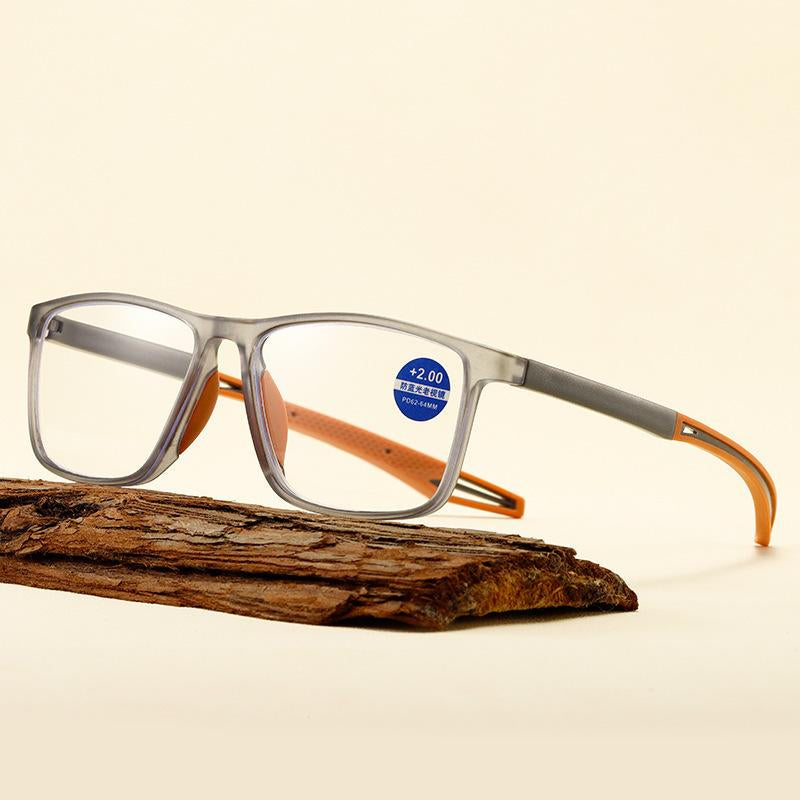 Black & Gold Semi-Rimless Crystal Clear Focus Reading Glasses for Men & Women - High-Definition Vision, Blue Light Filter, Ergonomic Design with Soft Silicone Nose Pads