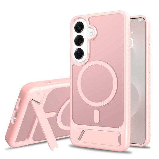 Durable Samsung Galaxy Sandblasted Back Panel Silicone Frame Shockproof Corners and Built-In Stand Phone Cases for Samsung Galaxy S25 S24 S23 plus Ultra Magsafe Accessories