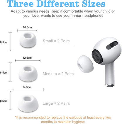 12 Pieces Replacement Ear Tips for Airpods Pro and Airpods Pro 2Nd Generation with Noise Reduction Hole, Silicone Ear Tips for Airpods Pro with Portable Storage Box And(S/M/L) (6 Pairs)