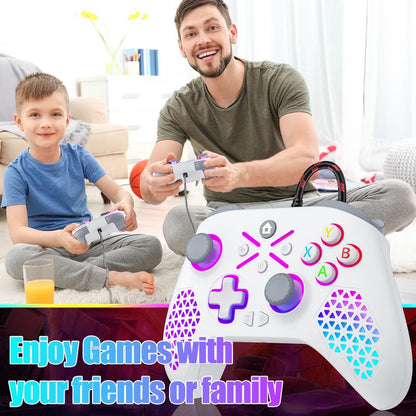 XBOX ONE RGB Controller for Xbox One/Xbox Series & PC, Programmable Macro & Turbo Gamepad with Dual Vibration