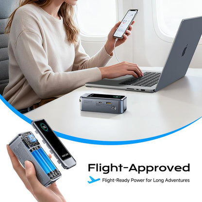 MAGIC JOHN Power Bank for Phones & Laptops, 15,000 Mah High-Capacity Portable Charger, USB-C Output, Built-In 2.3Ft Retractable Cable, Airline-Approved, Compatible with Iphone 17/16 Series, Macbook, Samsung & More