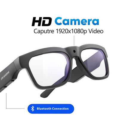 Oho Sunshine Edge Camera & Bluetooth Sunglasses with Open Ear Speaker Headset Headphone, Indoor&Outdoor Sports, Polarized UV Protection, for Men and Women