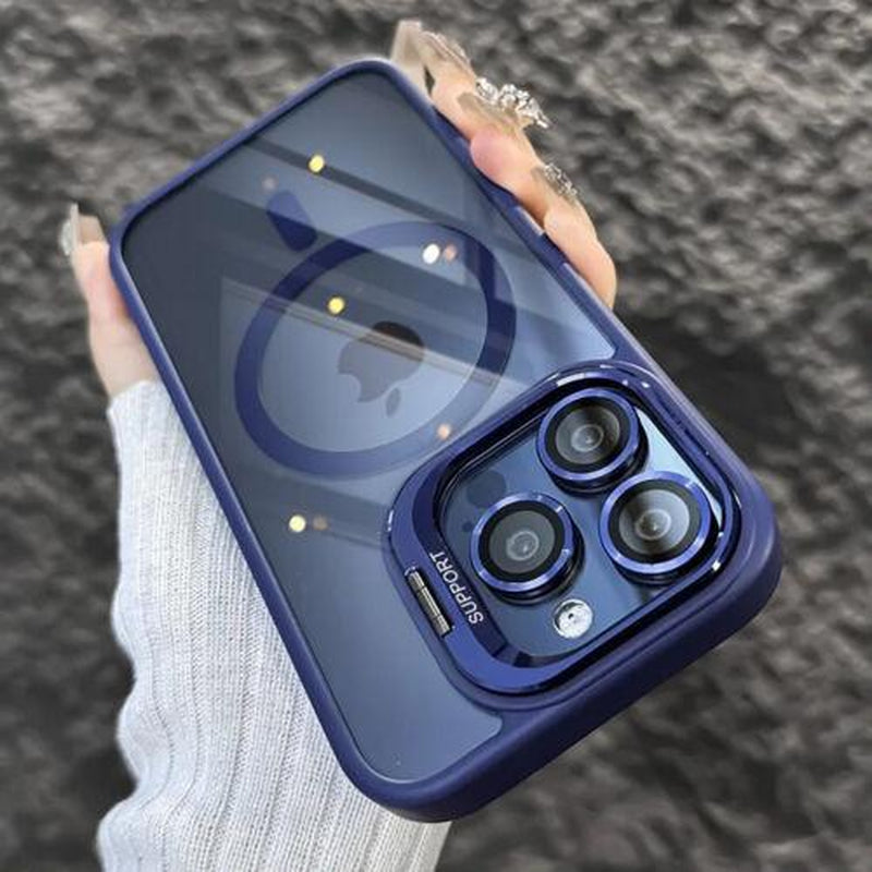 Magnetic Case for Iphone 17 Pro Max 16 15 14 13 12 11 +Camera Lens Protector & Built-In Metal Camera Ring Stand,Compatible with Magsafe,Shockproof Military-Grade Protection Acrylic Clear Phone Cover